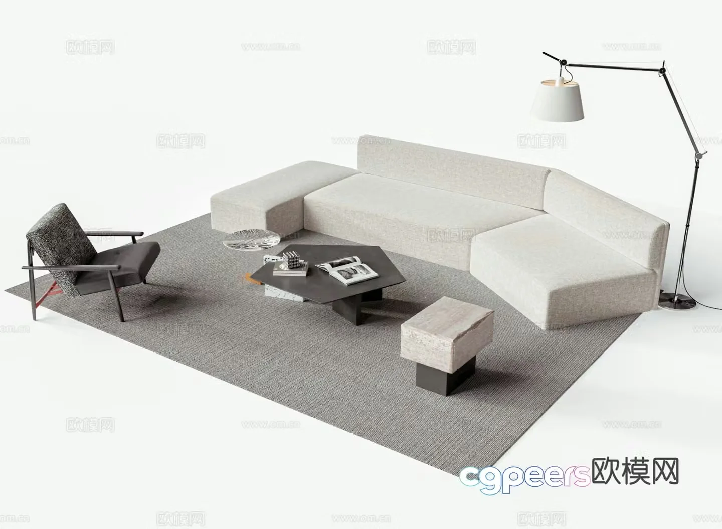 Modern sectional sofa 3d model