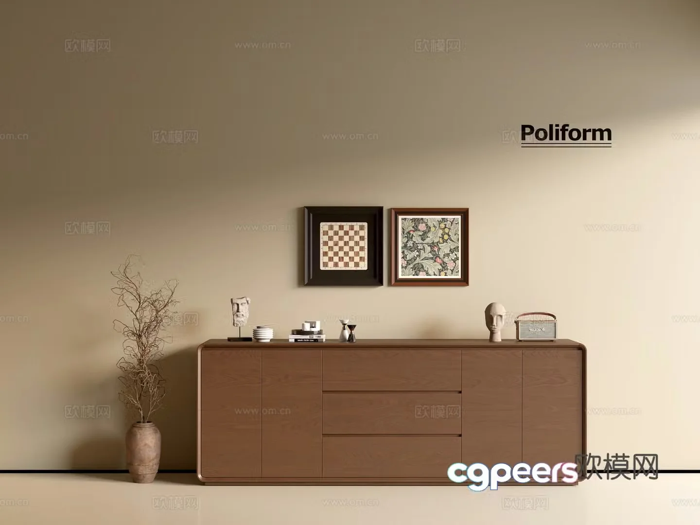 Modern wood grain cabinet ins wind minimalist wind cabinet whole cabinet sideboard balcony cabinet storage 3D model