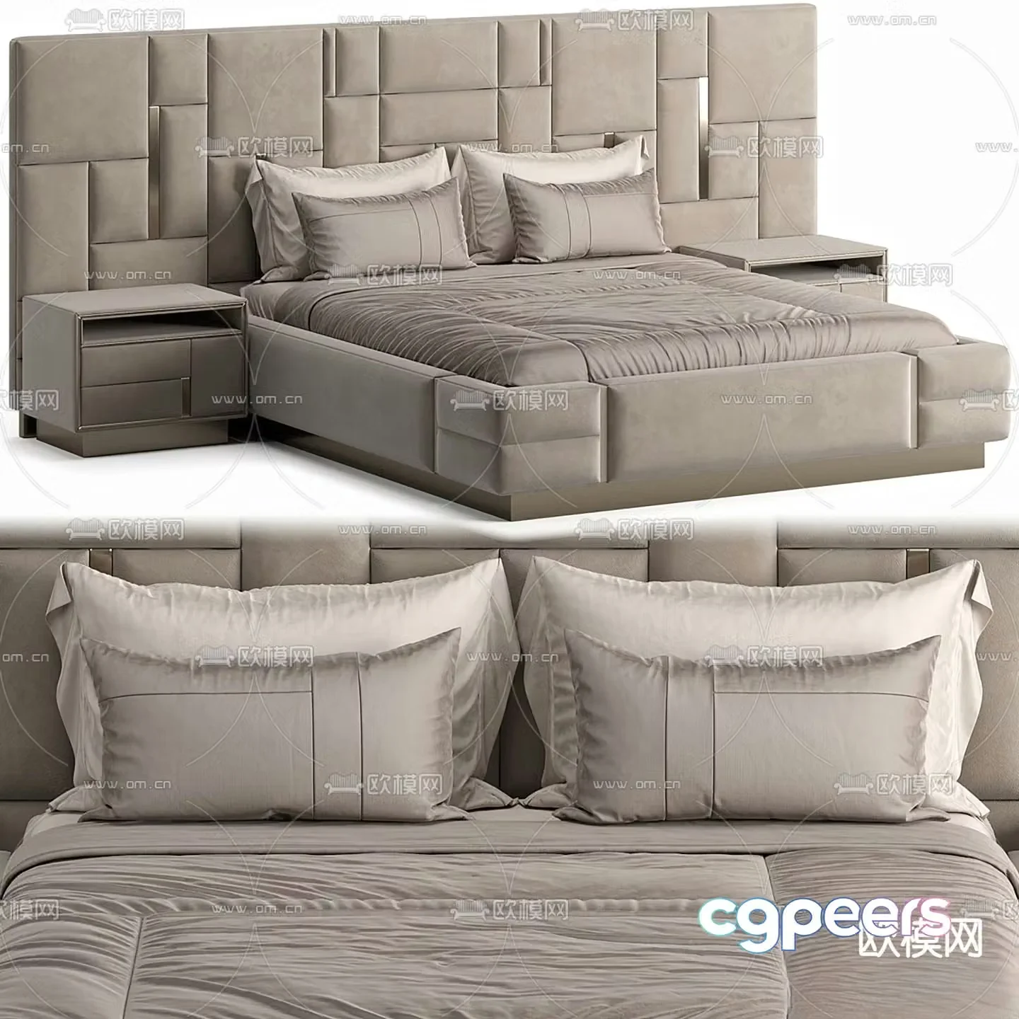 Modern double bed 3d model