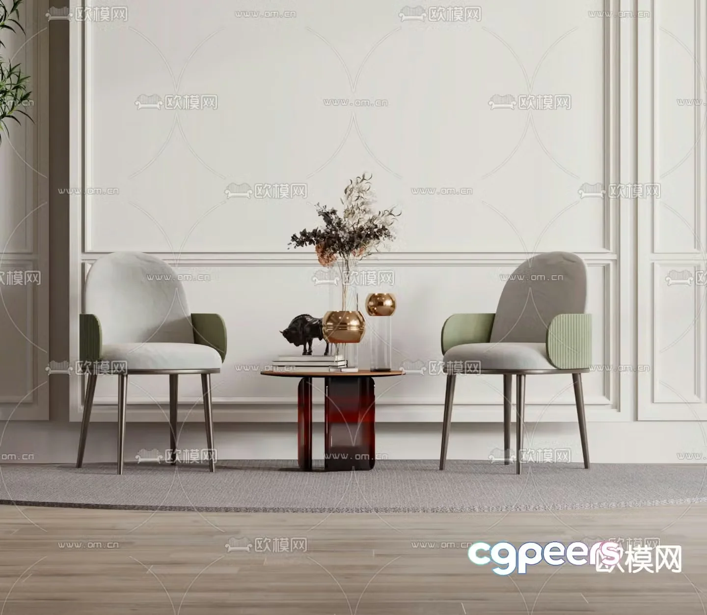 Light luxury chair dining chair table 3d model