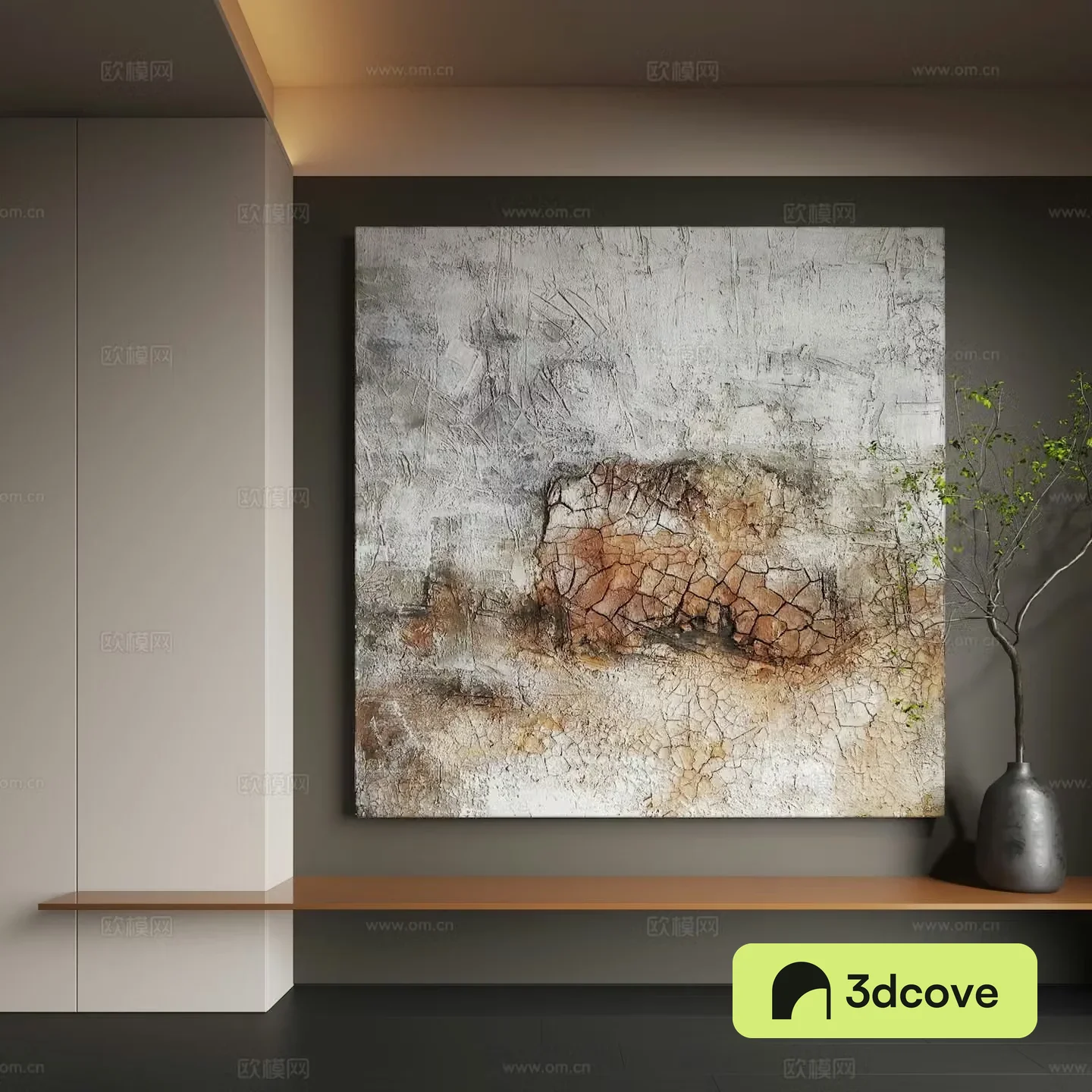 Modern abstract hanging paintings Modern Wasabi decorative paintings Modern light luxury hanging paintings 3D model