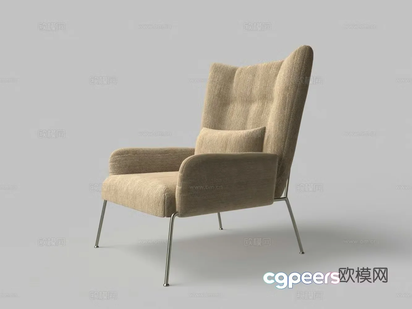 Modern fabric velvet leisure chair 3d model