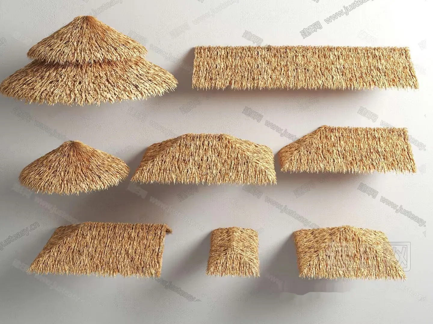 A Collection Of Thatched Roof Samples 3D Model – 15409 – VRAY Render