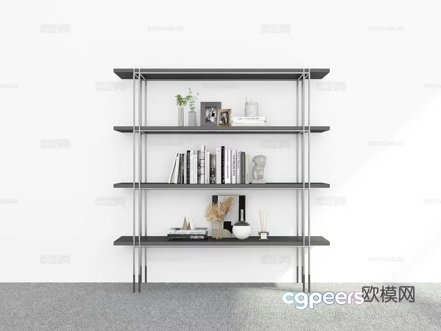 Modern bookshelf 3d model