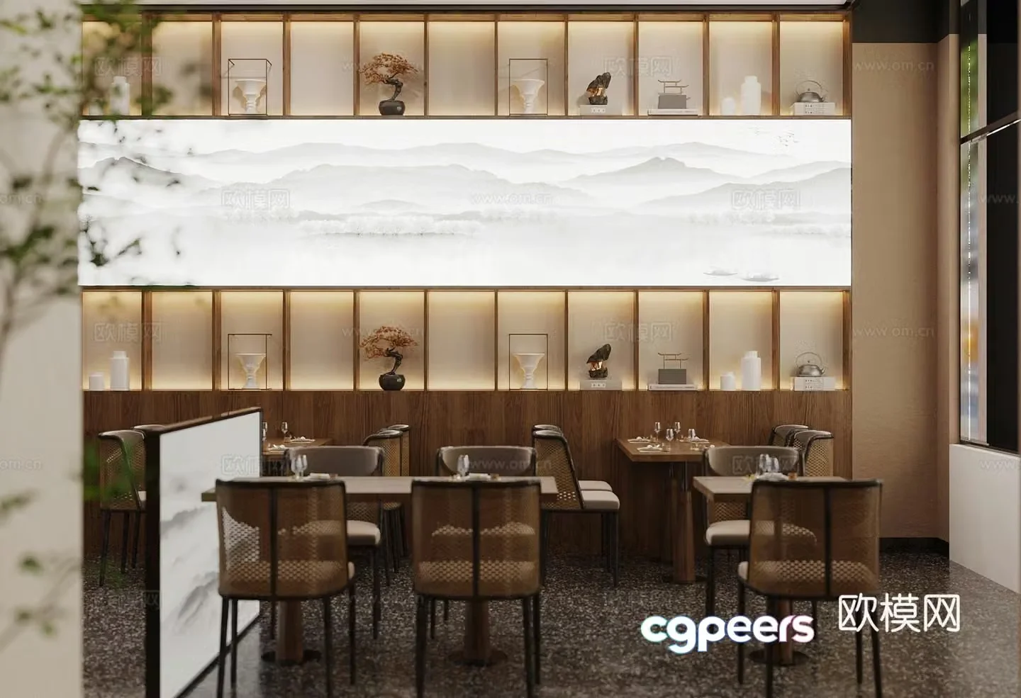 Chinese restaurant restaurant booth area 3D model