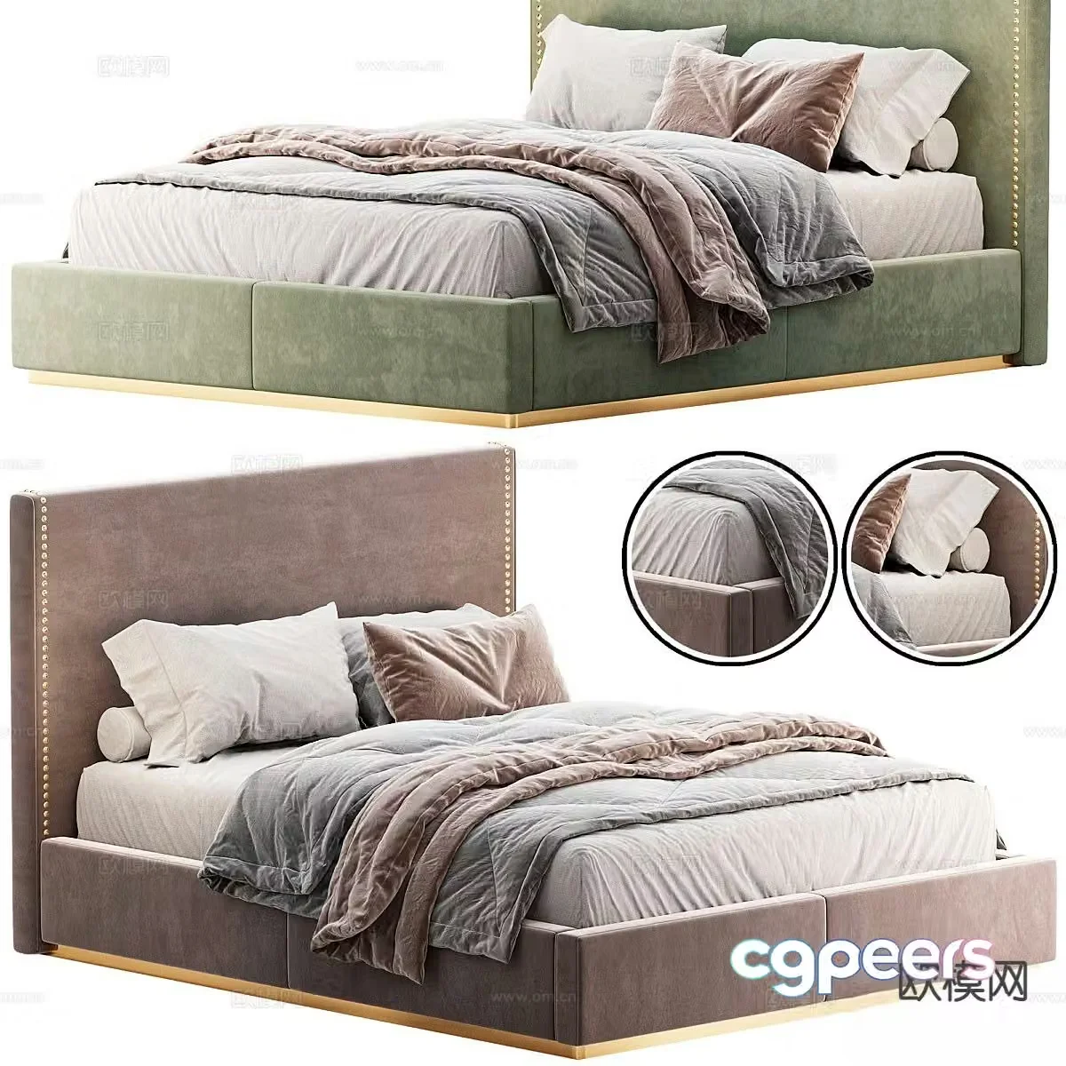 Modern double bed 3d model