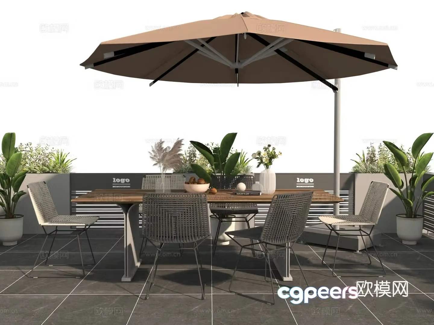 Modern commercial exterior outdoor tables and chairs 3D model
