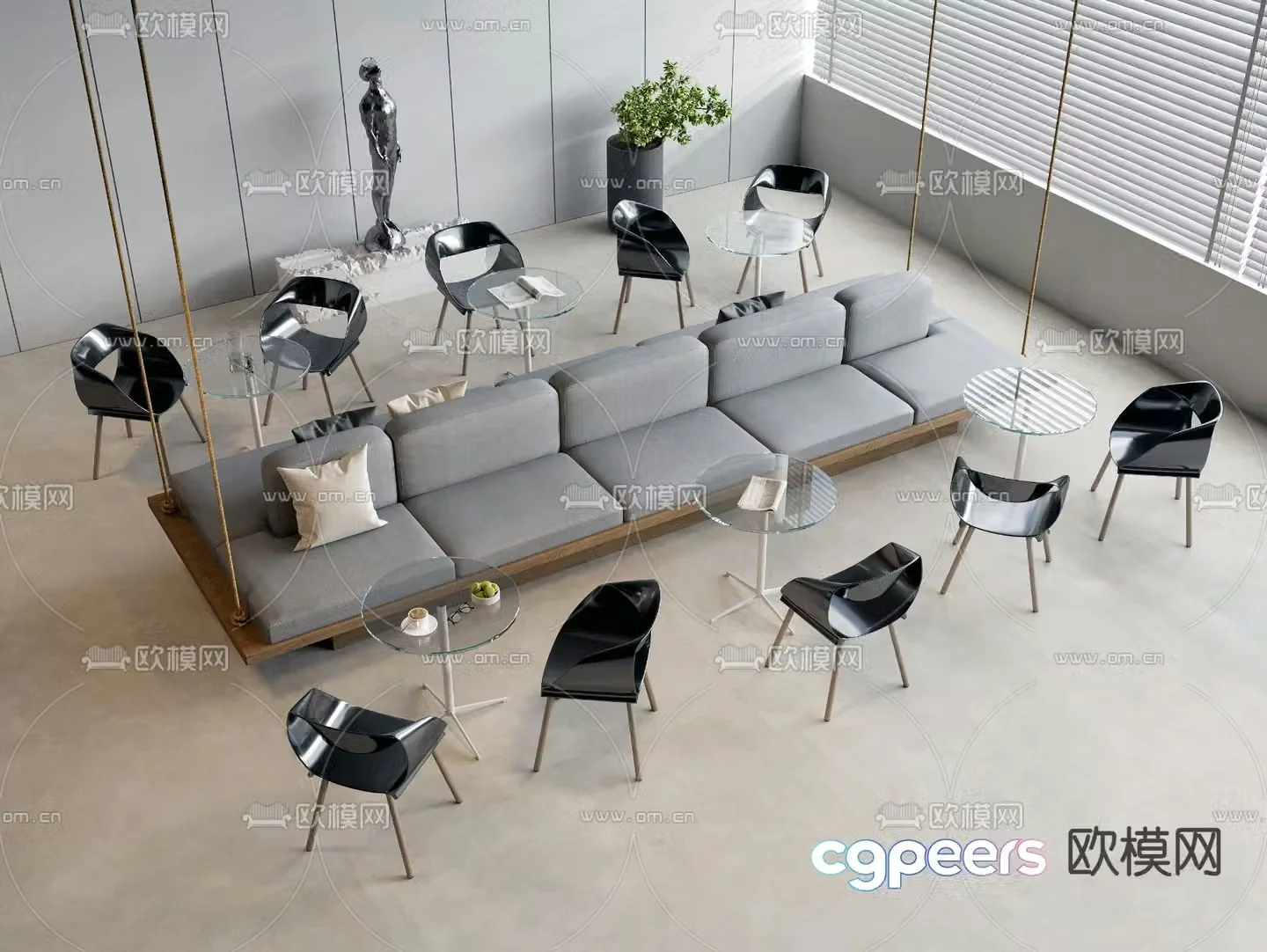 Card seat sofa negotiation sofa backrest sofa 3d model