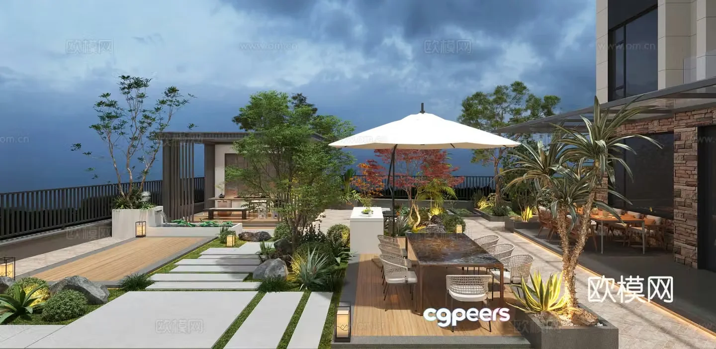 Villa courtyard garden 3d model