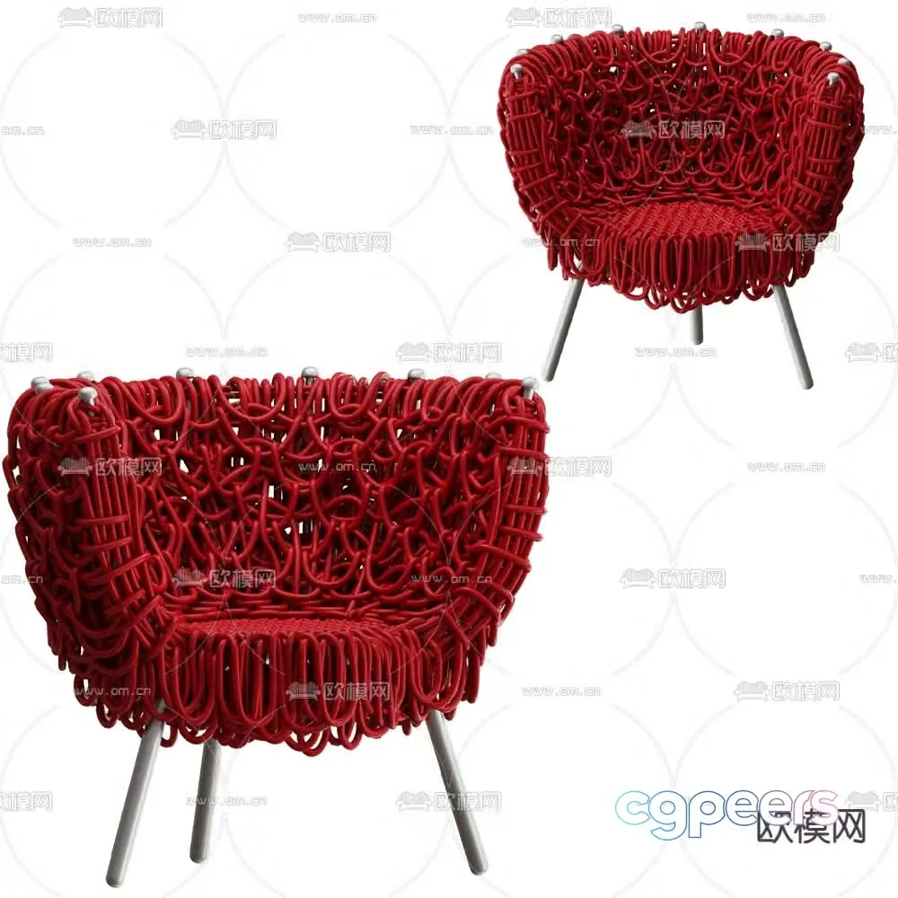 Edra red chair lounge chair 3d model