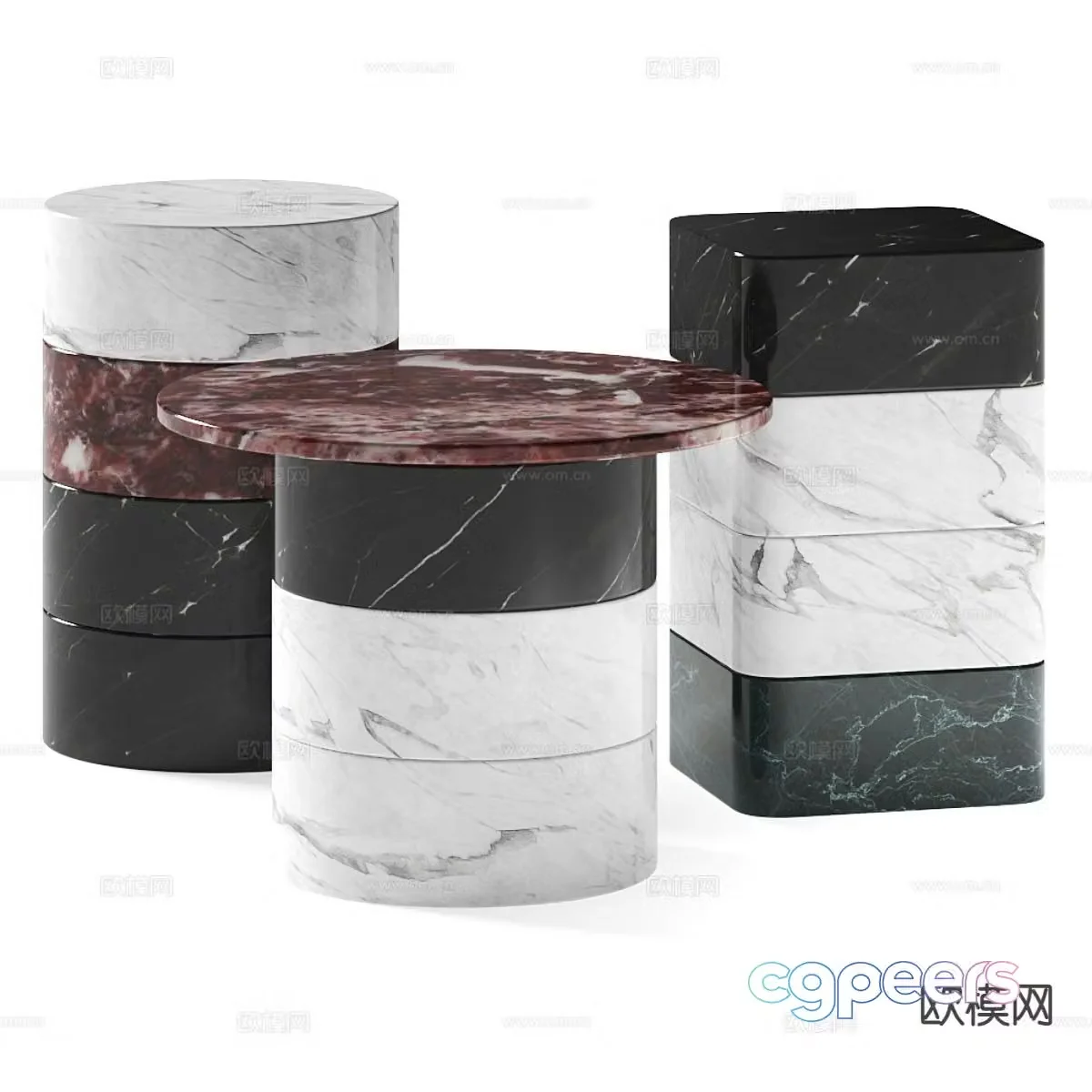 Round table square table side table table table 3D model