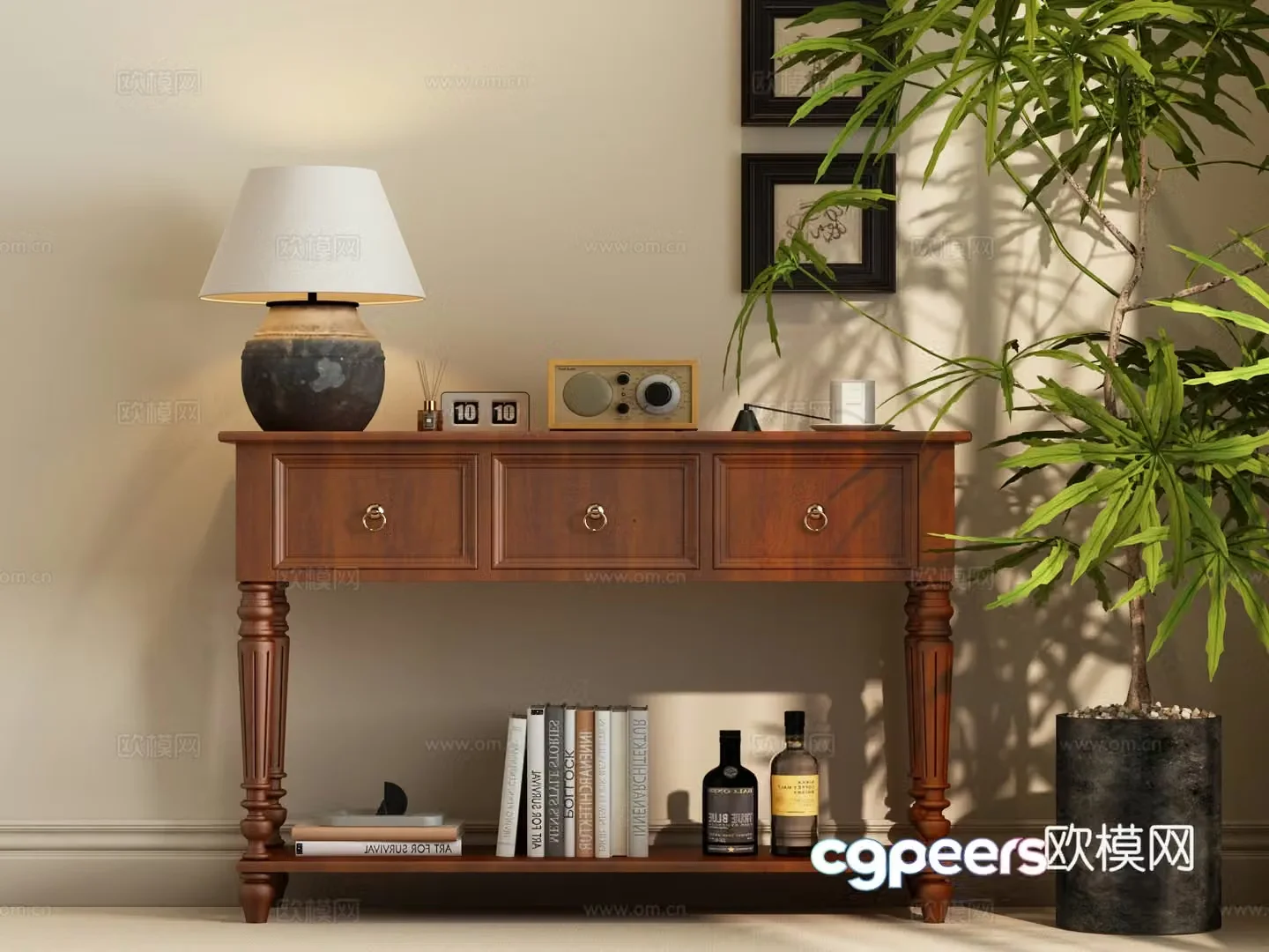 American side cabinet American entrance cabinet American end viewing platform American decorative cabinet Desk lamp 3D model