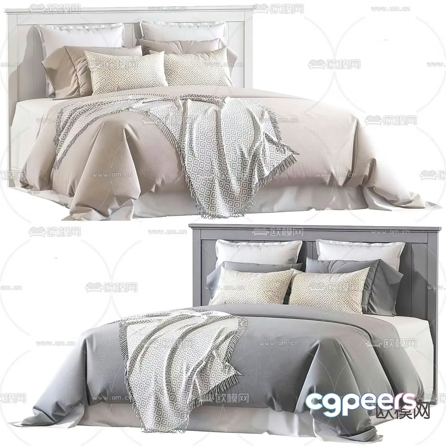 Modern fabric double bed 3d model
