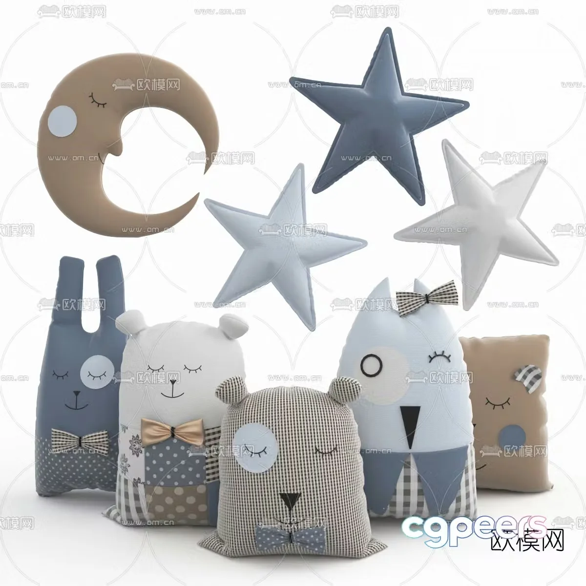 Modern fabric children’s pillow 3D model