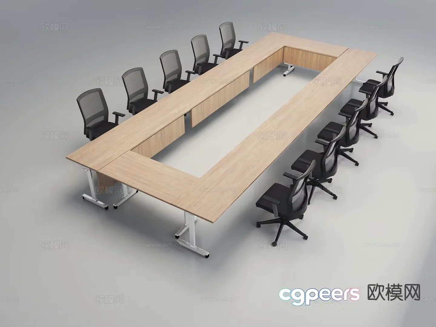 Modern conference table folding table and chairs 3d model