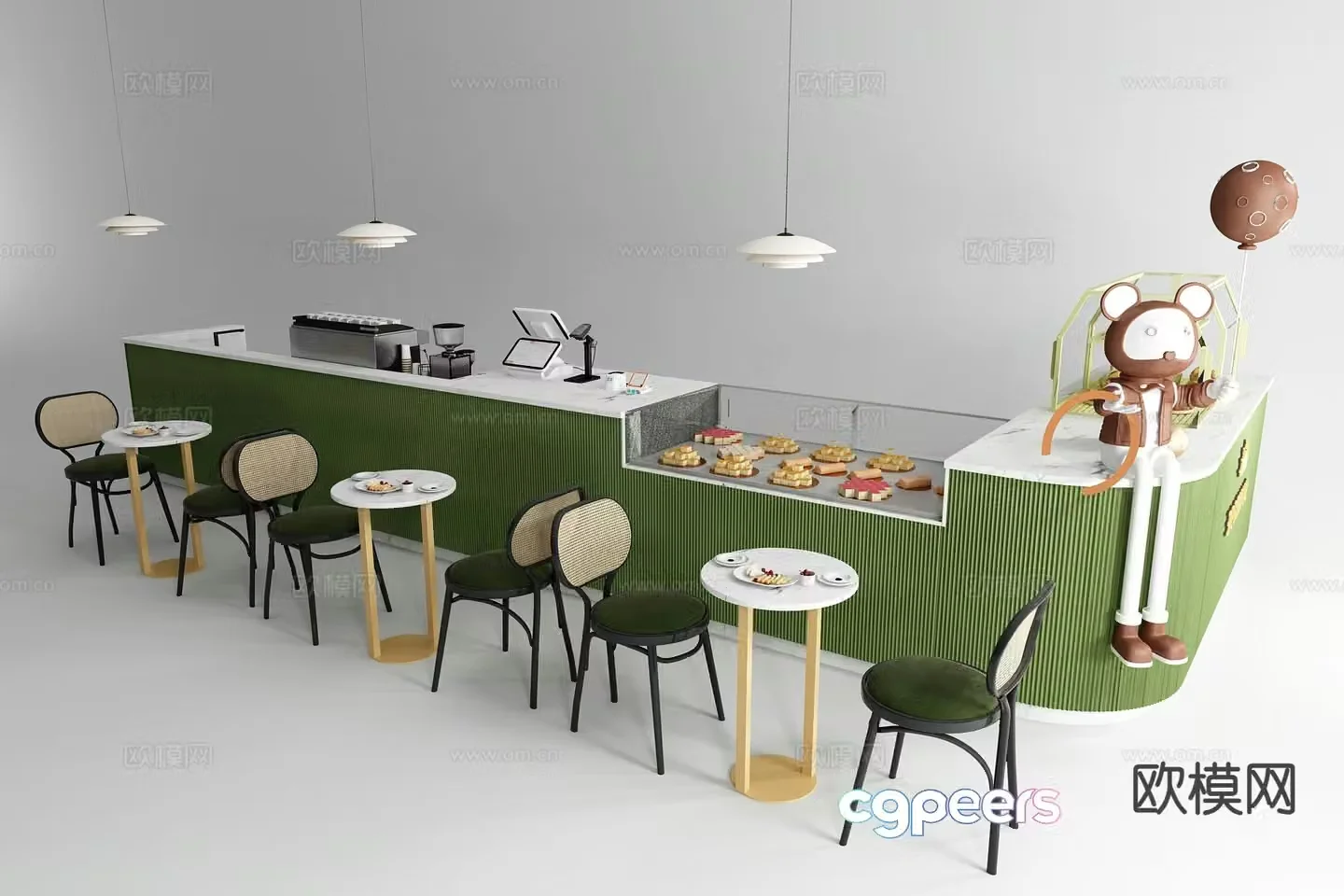 Milk tea dessert shop operation table bar coffee table 3d model