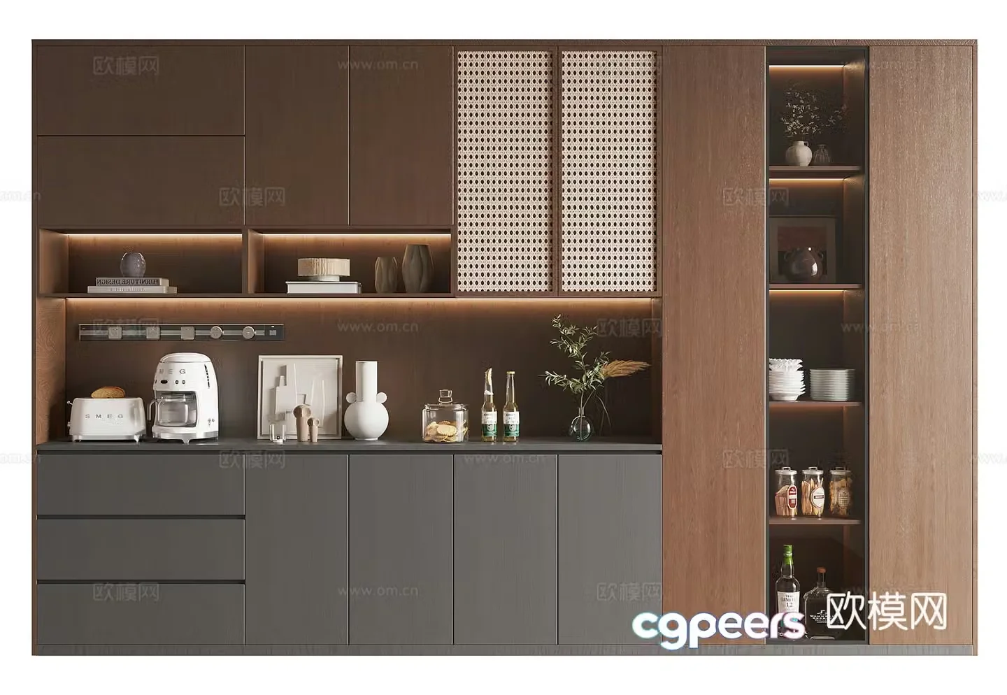Wasabi Middle-aged Wine Cabinet 3D Model