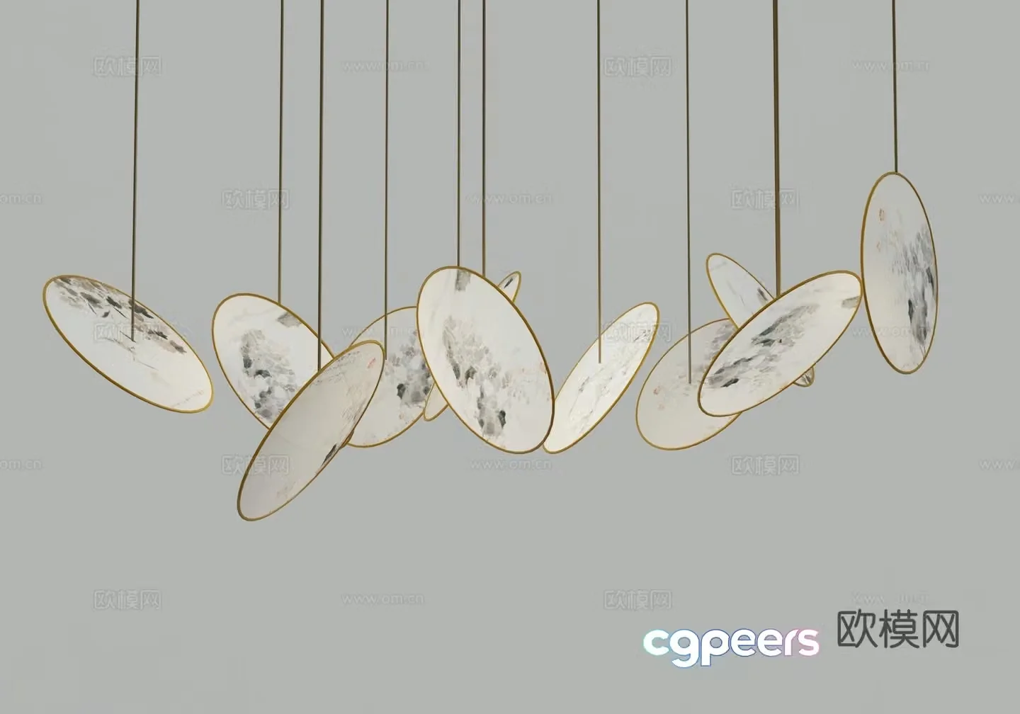 New Chinese Decorative Art Chandelier 3D Model