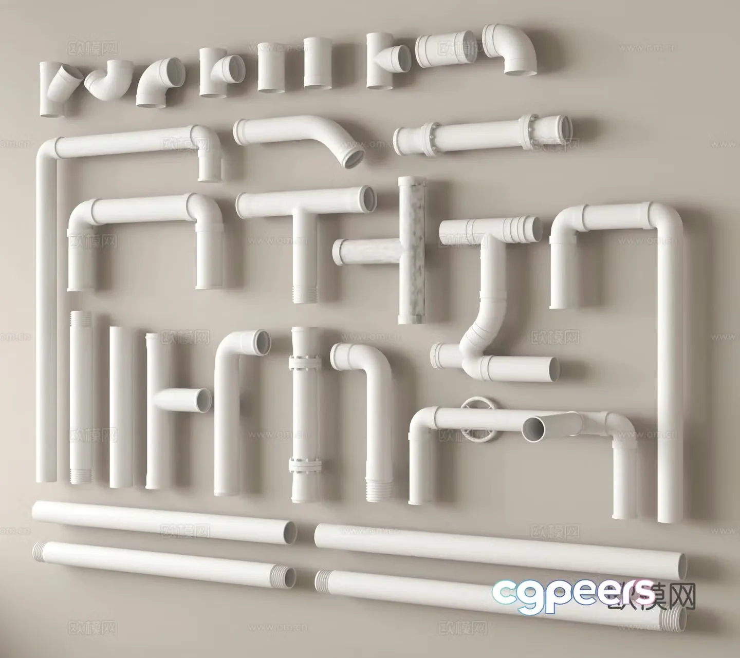 Modern pipeline drainage pipe sewer pipe pipe parts pipe accessories 3d model