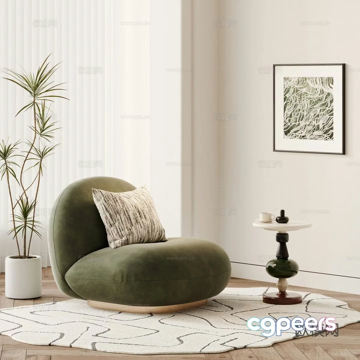 GUBI modern single sofa casual sofa lazy sofa sofa sofa chair Sydney sofa 3d model