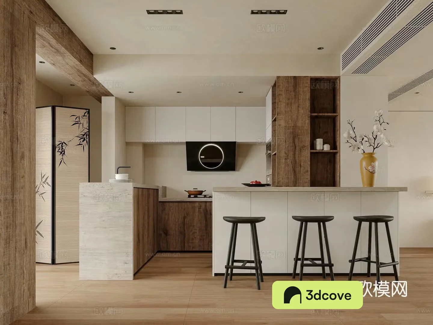 Wasabi Natural Wind Living Room Kitchen 3D Model