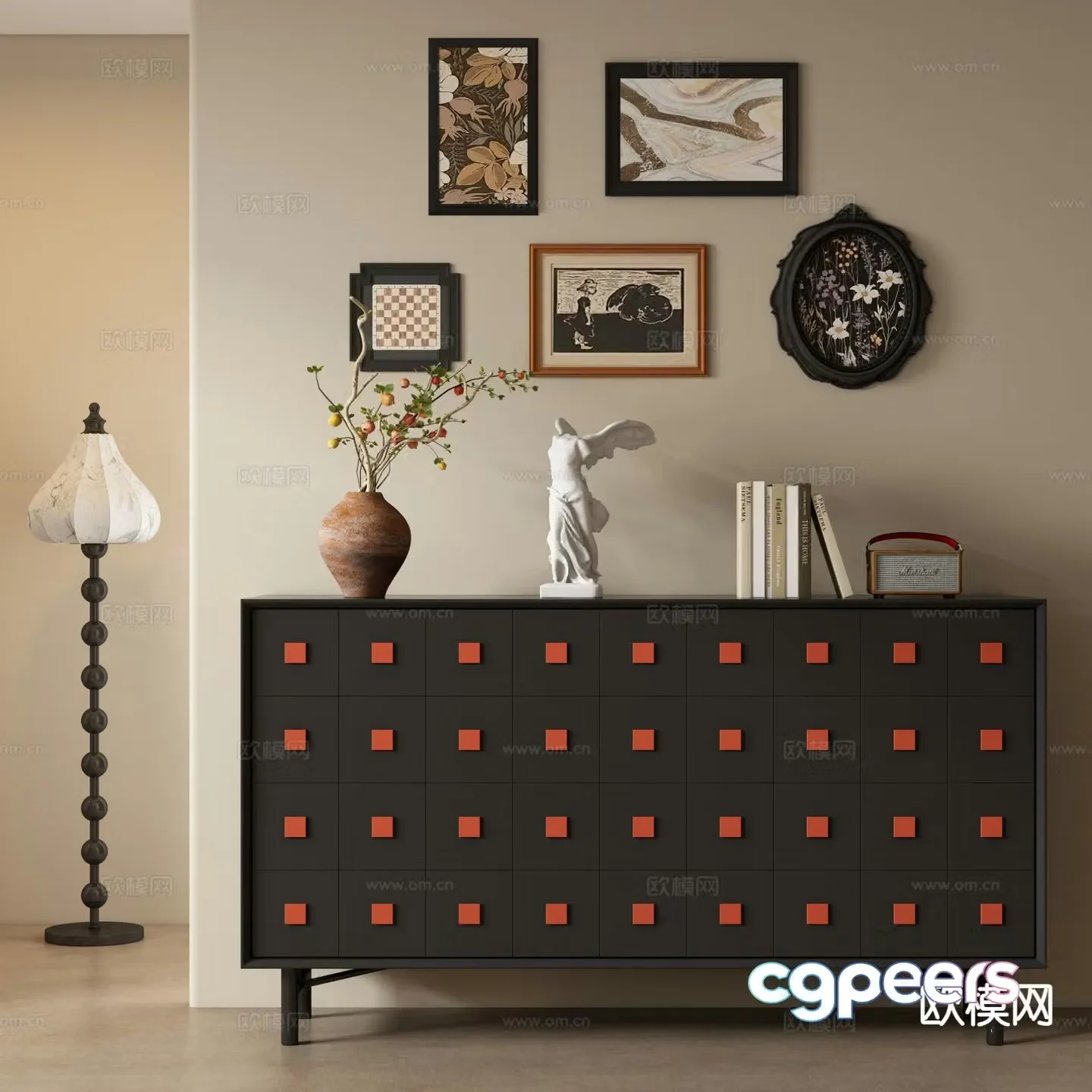 Medieval style entrance cabinet sideboard sideboard 3D model