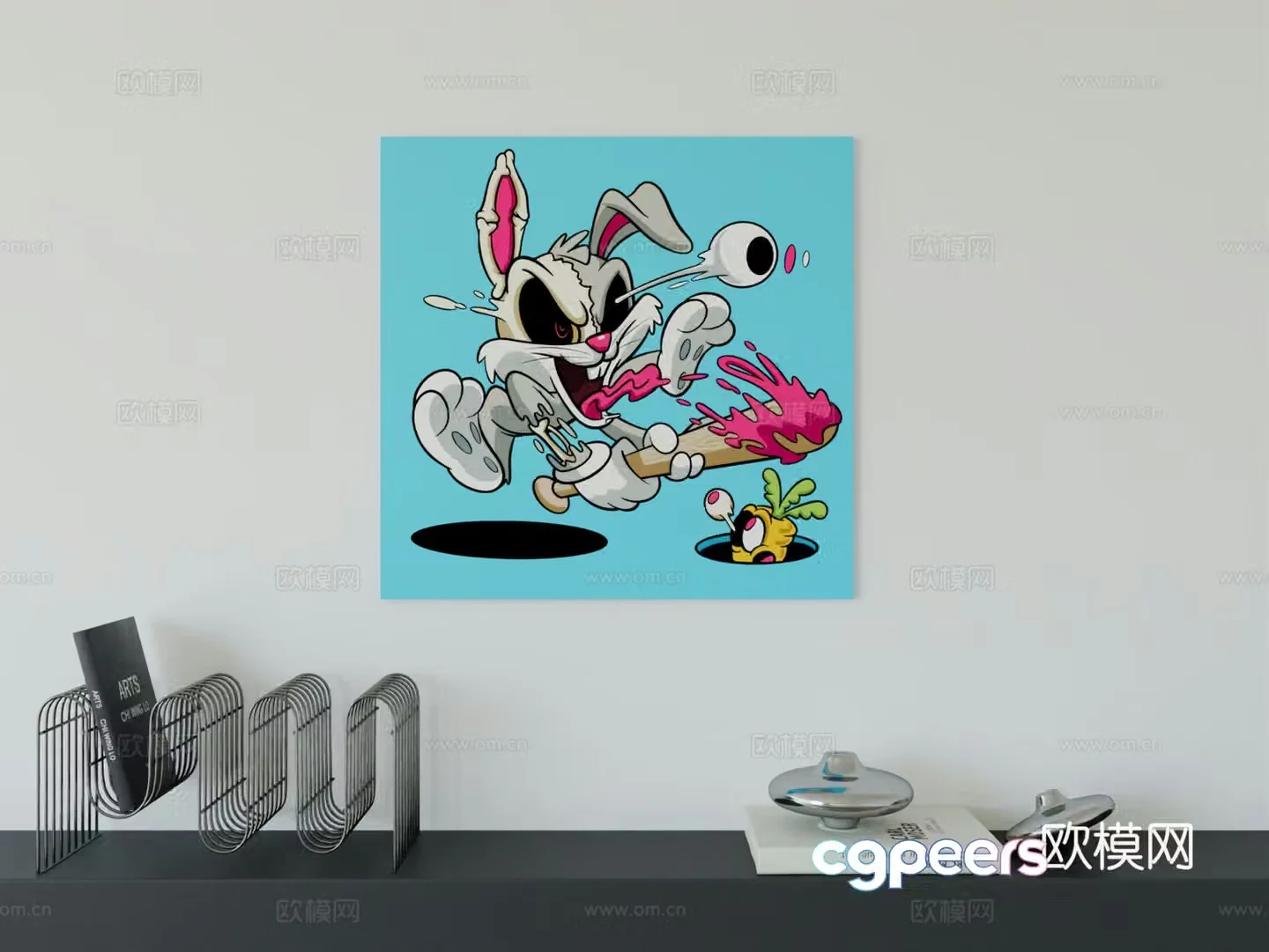 Modern minimalist cute cartoon character boy room girl room hanging painting 3d model