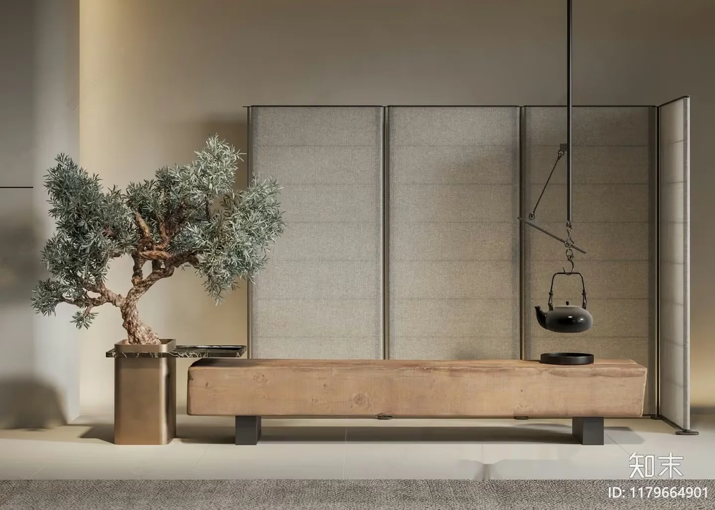 Modern Japanese-Inspired Decor 3D Model – 137 – VRAY Render