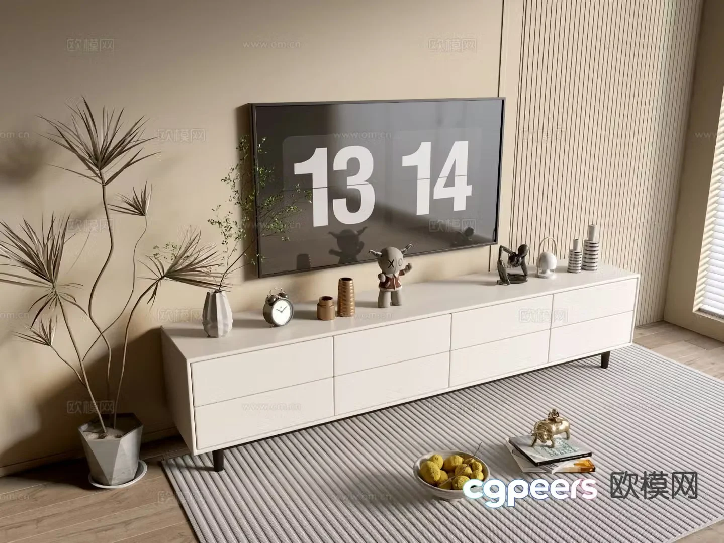 Cream style TV cabinet 3d model