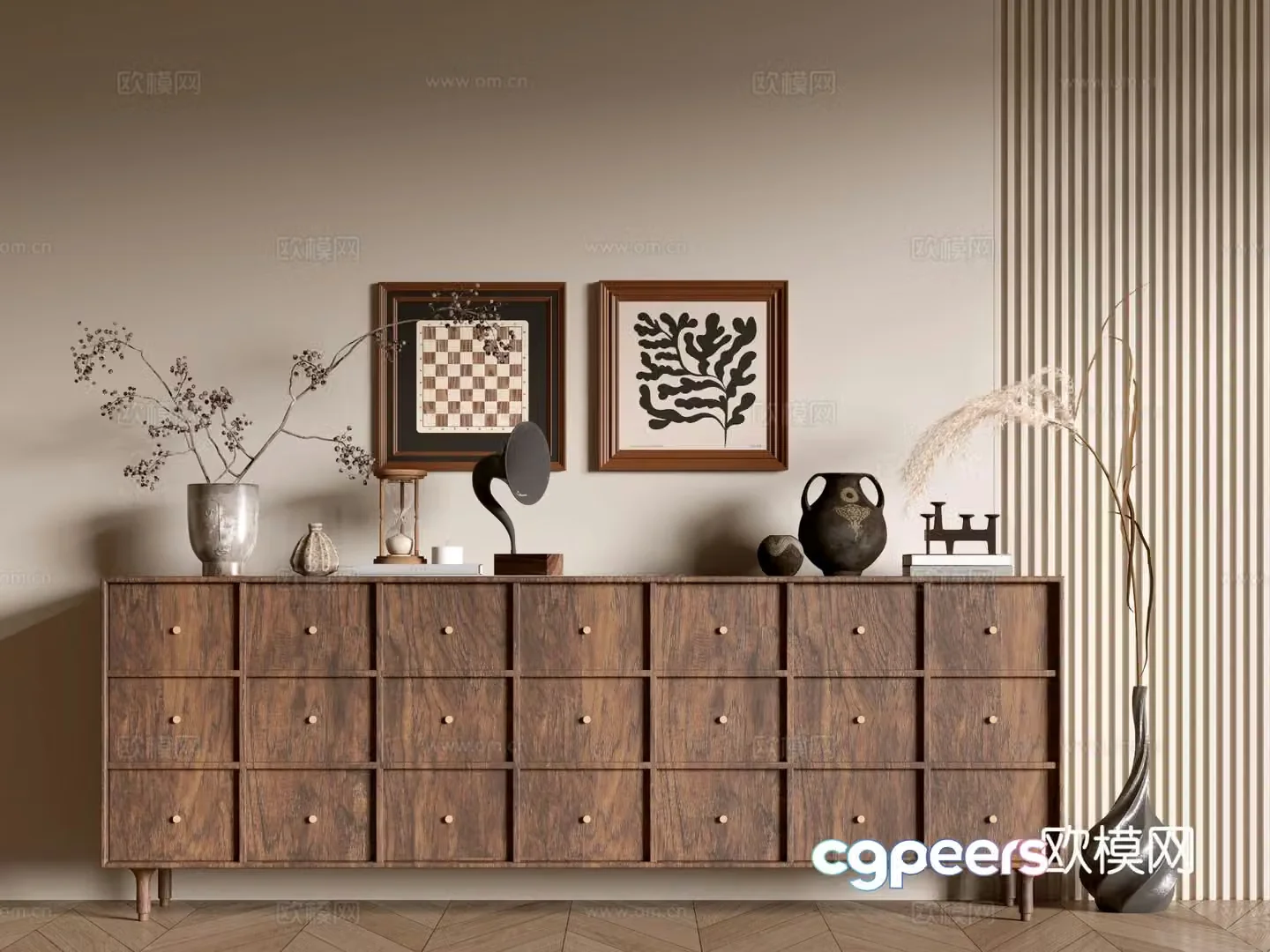 Wabi-sabi entrance cabinet 3d model