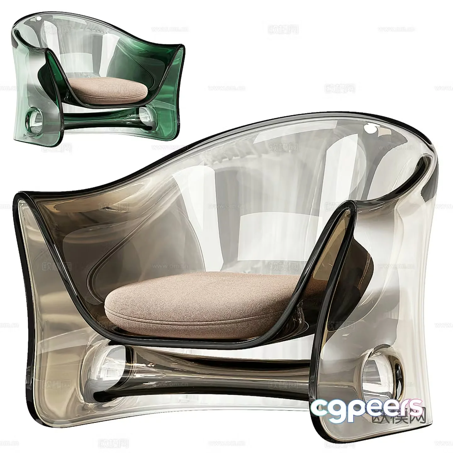 Modern transparent acrylic lounge chair 3d model