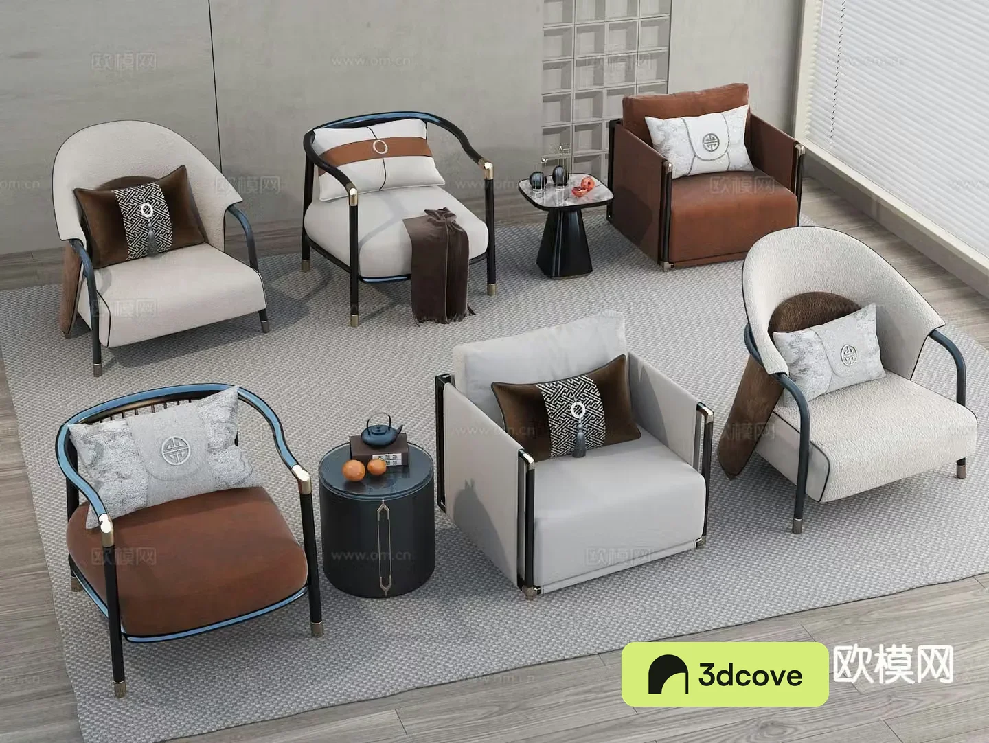 New Chinese style leisure chair sofa chair single chair