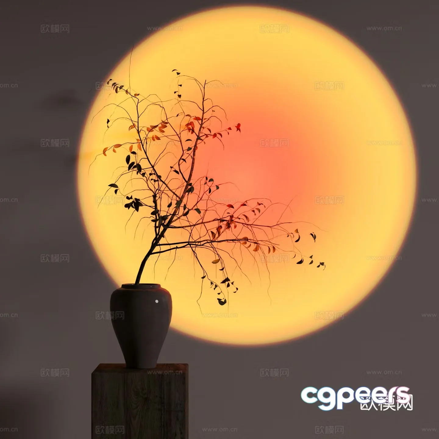 Modern dawn lights sunset lights ambient lights sunset lights green plants 3d model