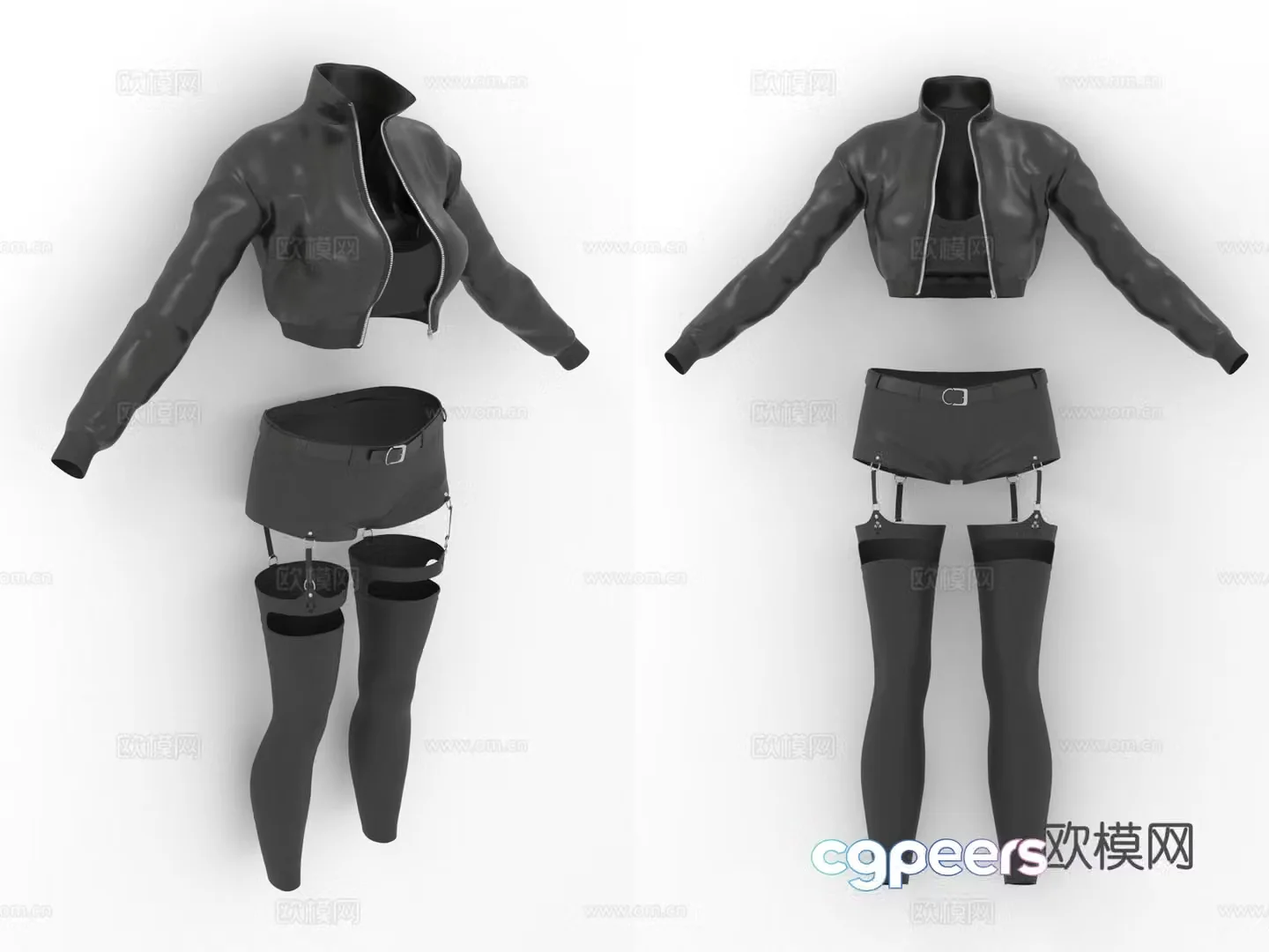 Short jacket Short top suspenders stockings Women’s clothing Clothing 3d model