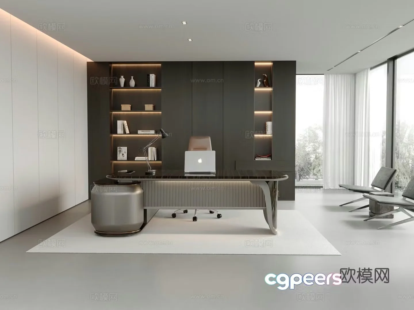 Light luxury boss desk boss office area 3D model