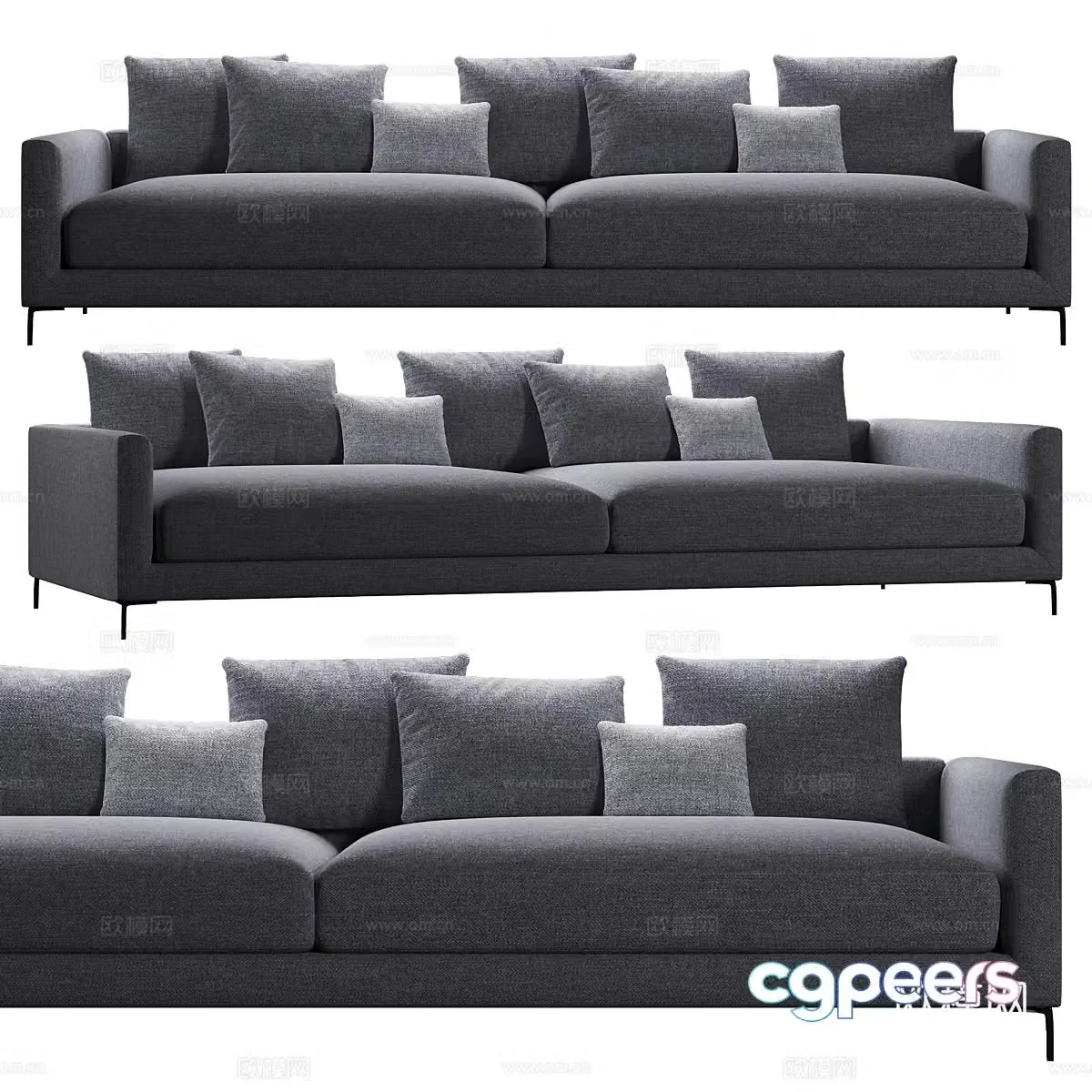 Modern minimalist fabric sofa 3d model