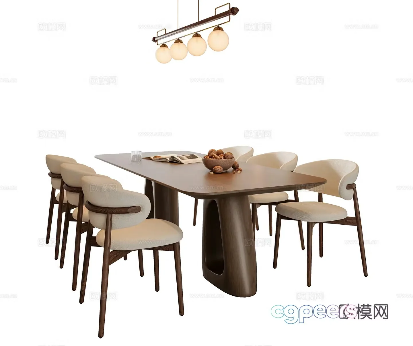 Medieval style dining table and chairs 3d model