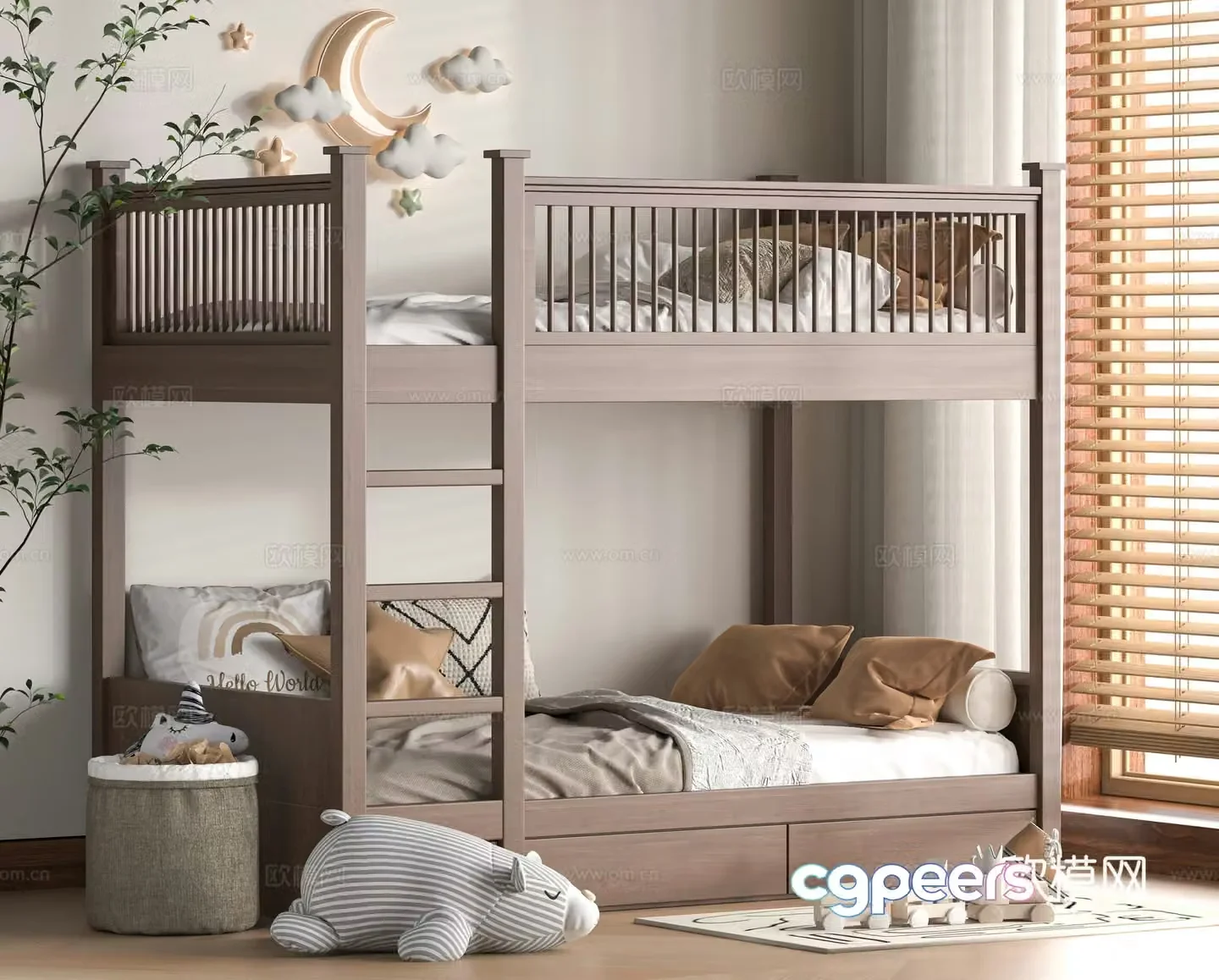 Modern solid wood 3D model
