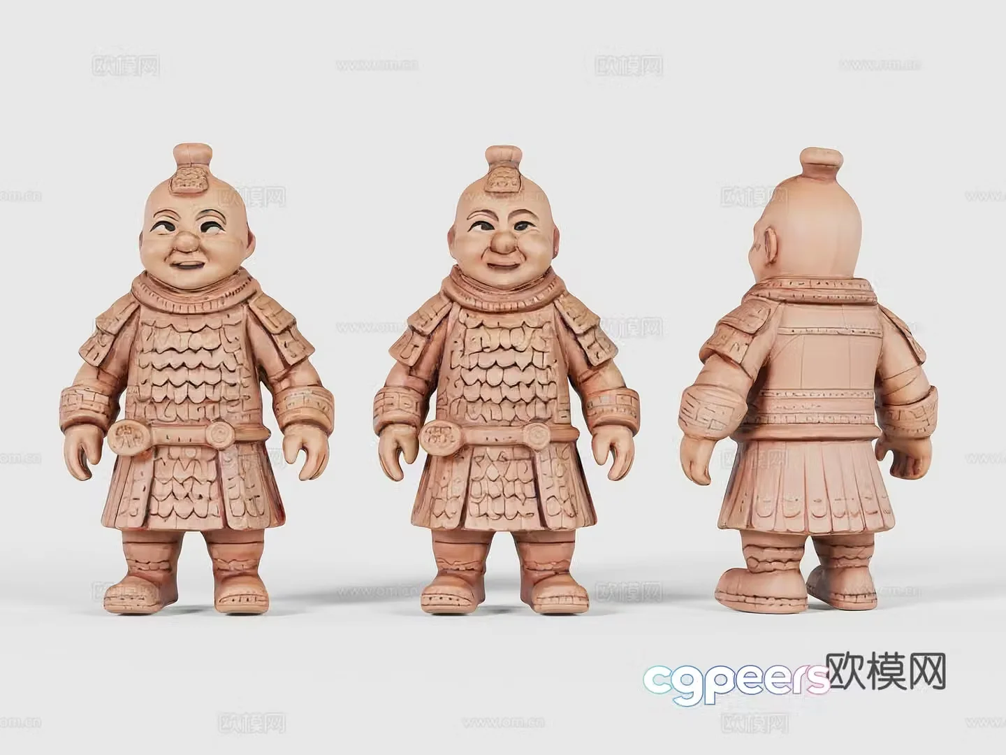 Q version Terracotta Warriors toy ornaments 3D model