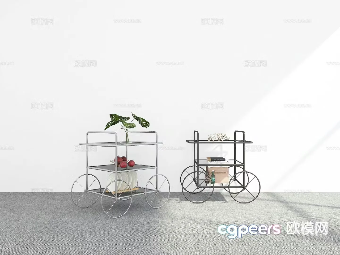 Mobile cart table table side table 3d model