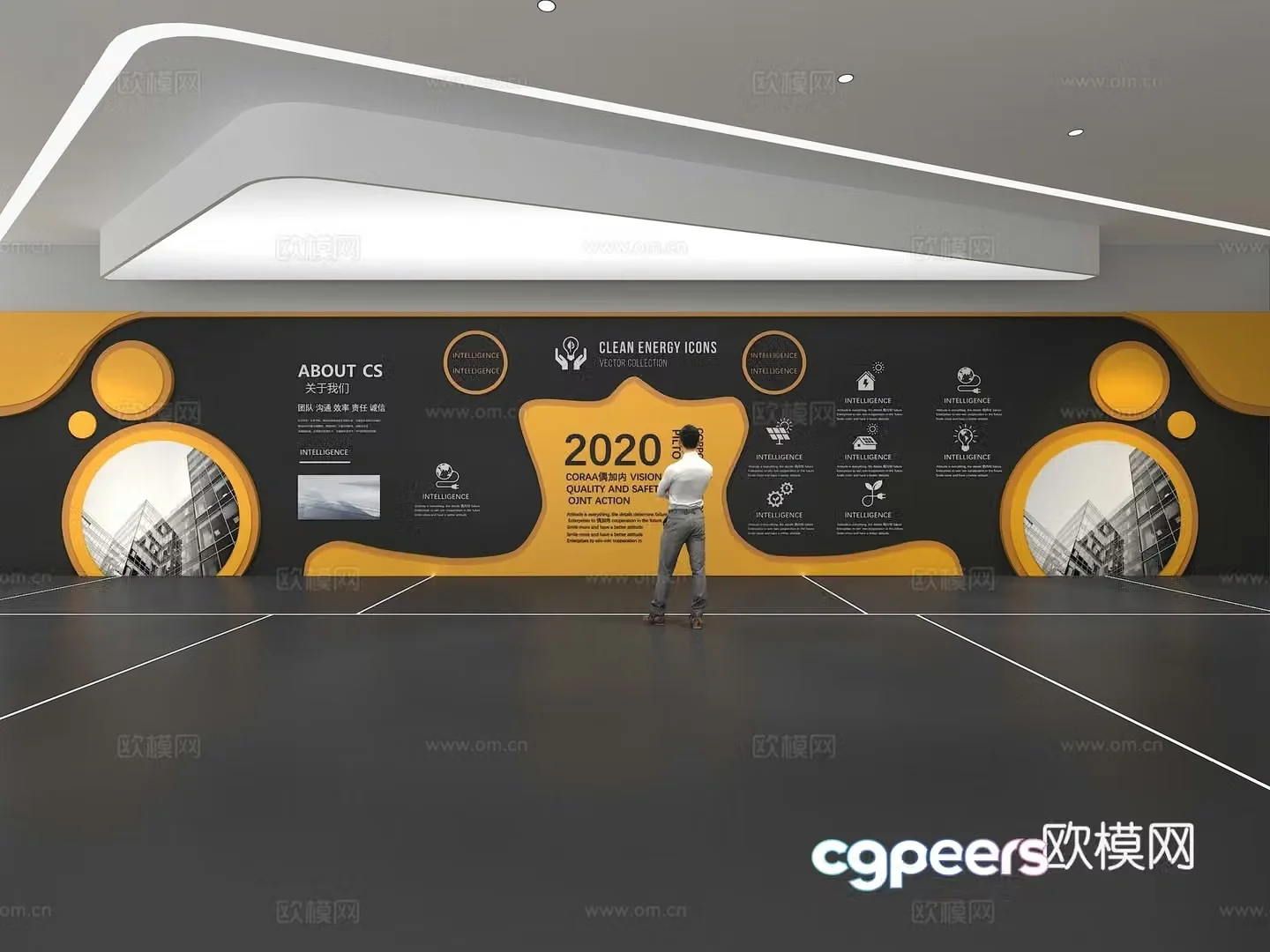 Cultural wall Corporate culture wall Display wall Theme wall Exhibition hall Campus culture Corridor 3D model