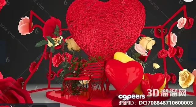 Red Heart-Shaped Sculpture 3D Model – 7994 – VRAY Render