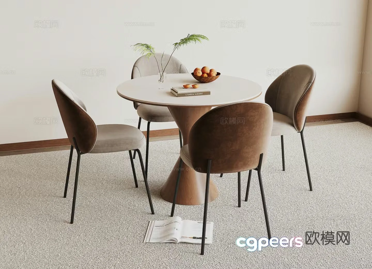 Modern casual table and chair 3d model
