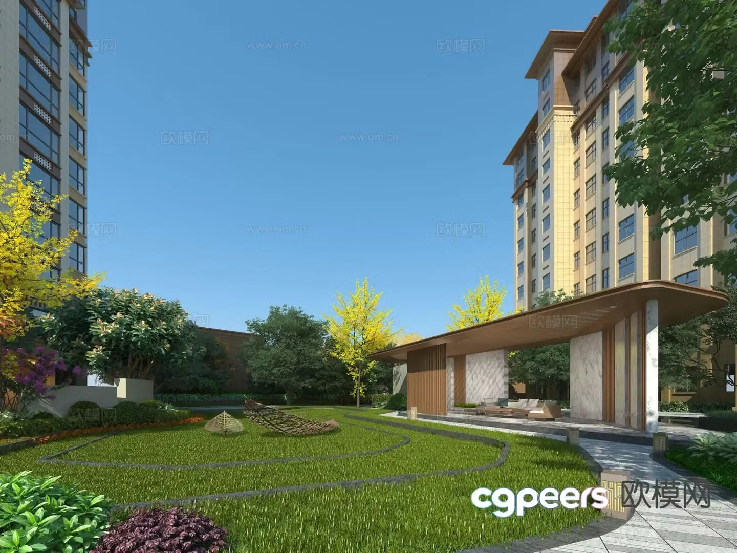 Residential courtyard landscape residential square landscape 3D model