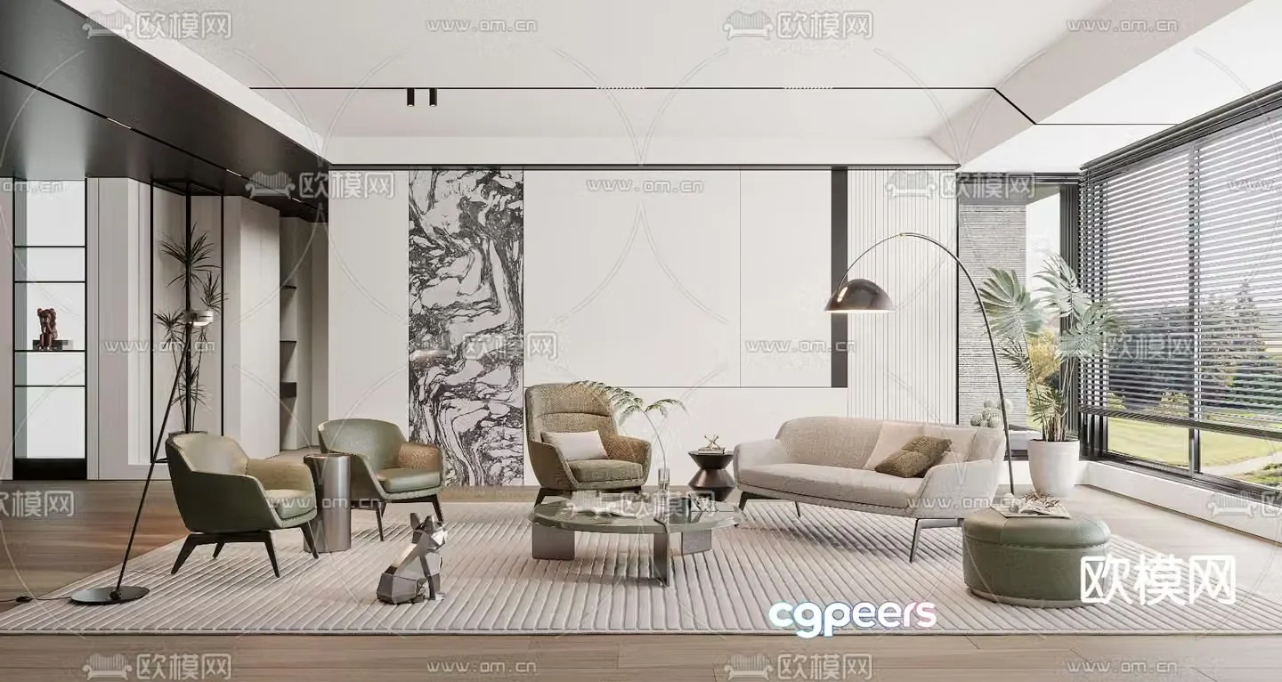 Minotti sofa living room 3d model
