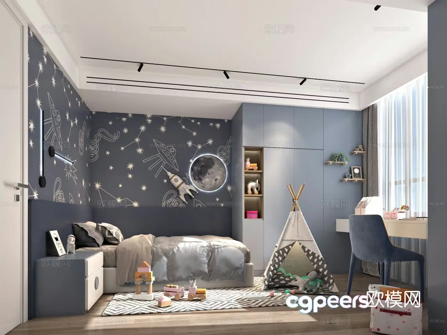 Modern children’s room boy’s room kid’s room 3d model