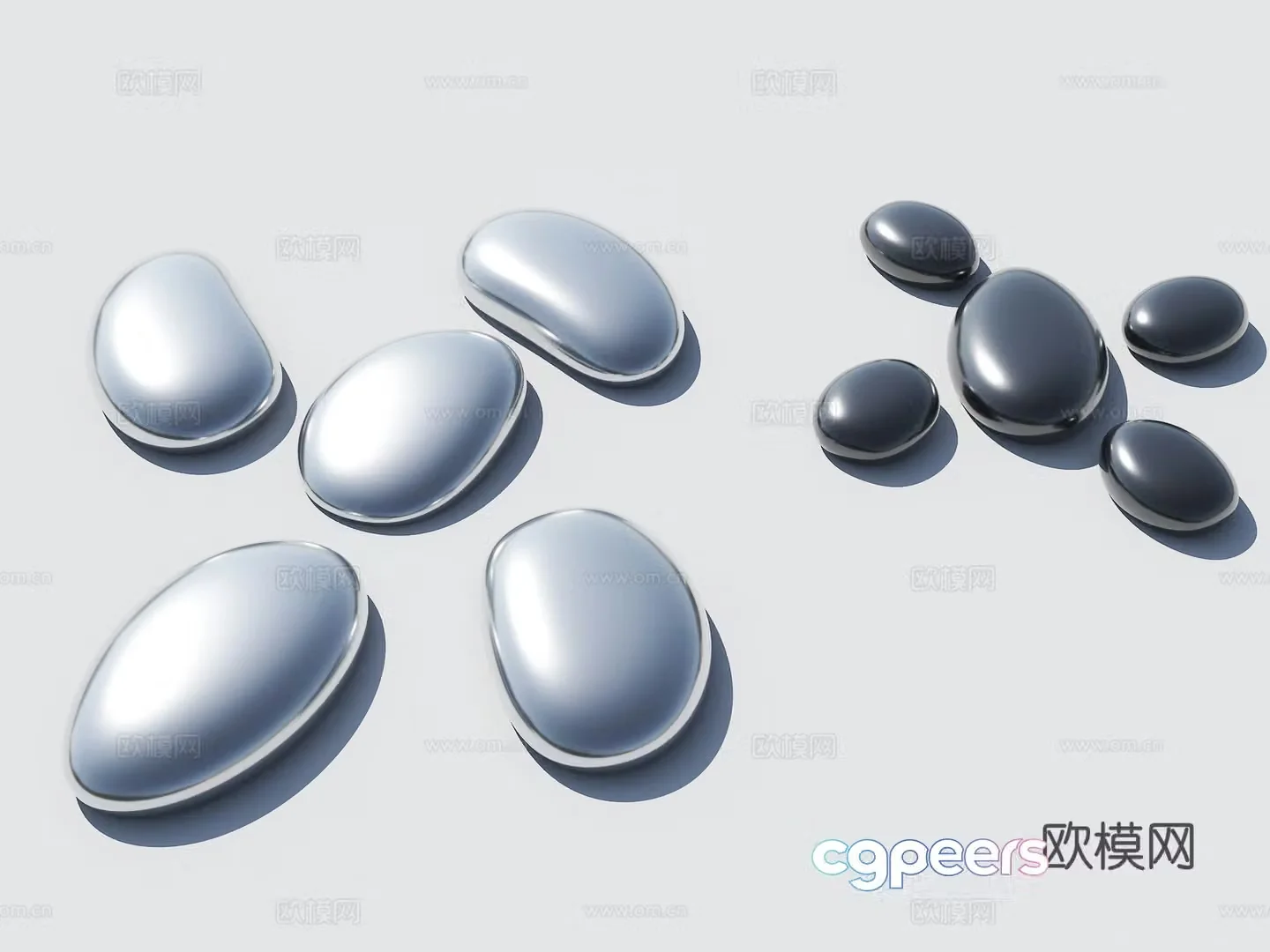 Stainless steel stool Pebble stool Stainless steel pebble stool Park stool Sketch Square stool 3D model