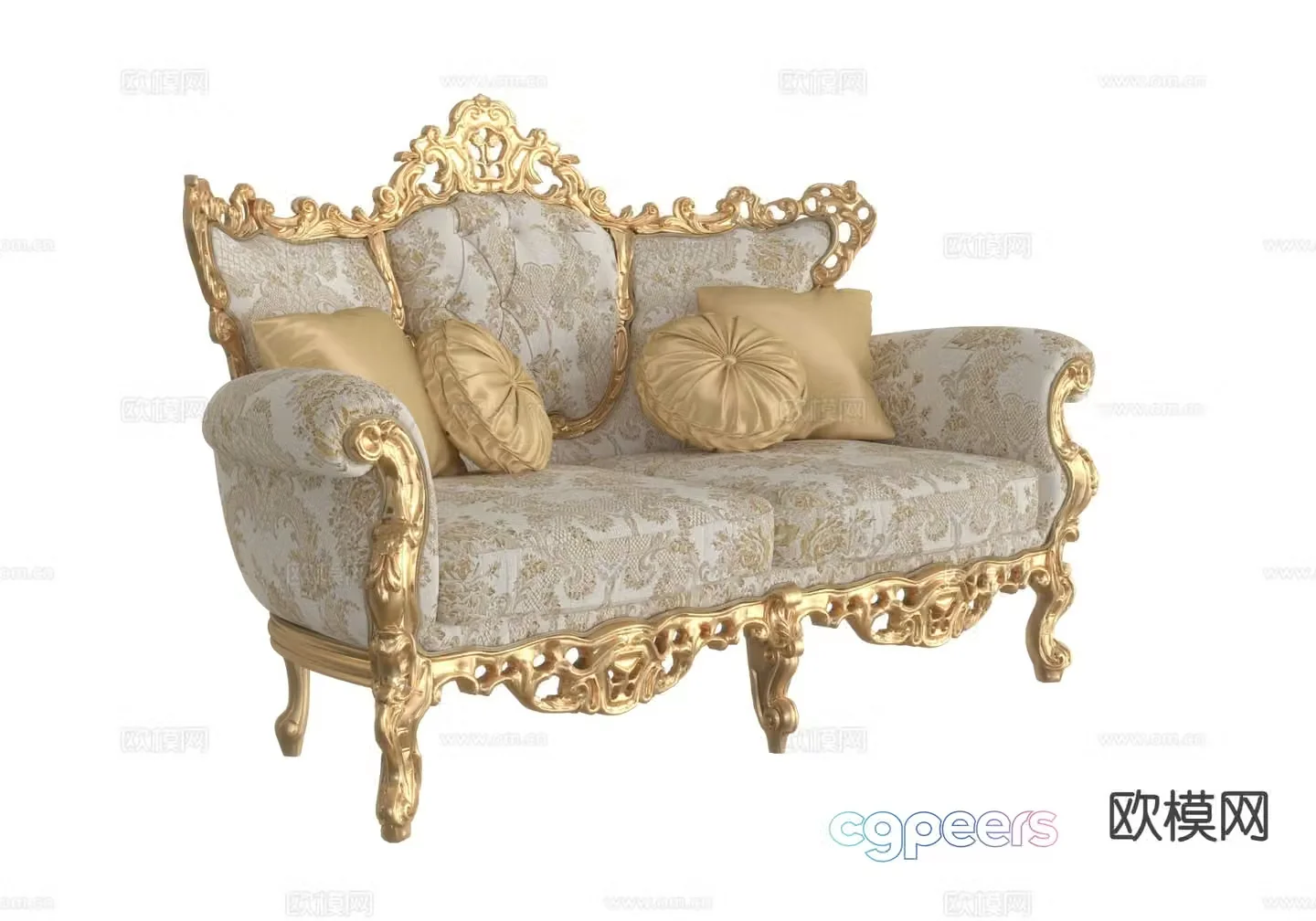 European style double sofa 3d model