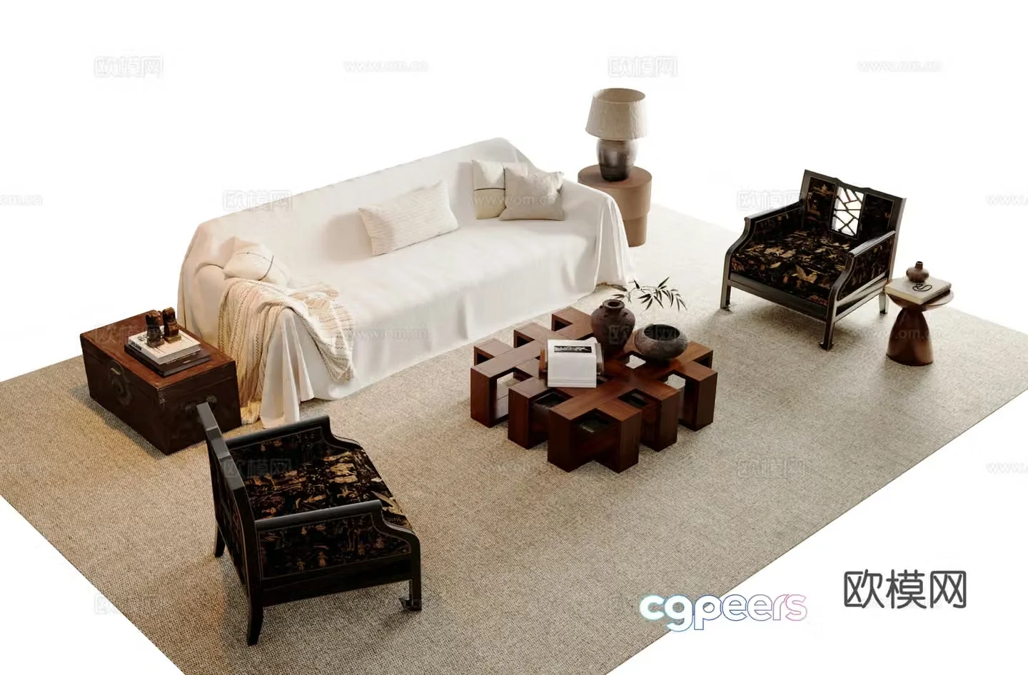 Medieval style modular sofa 3D model