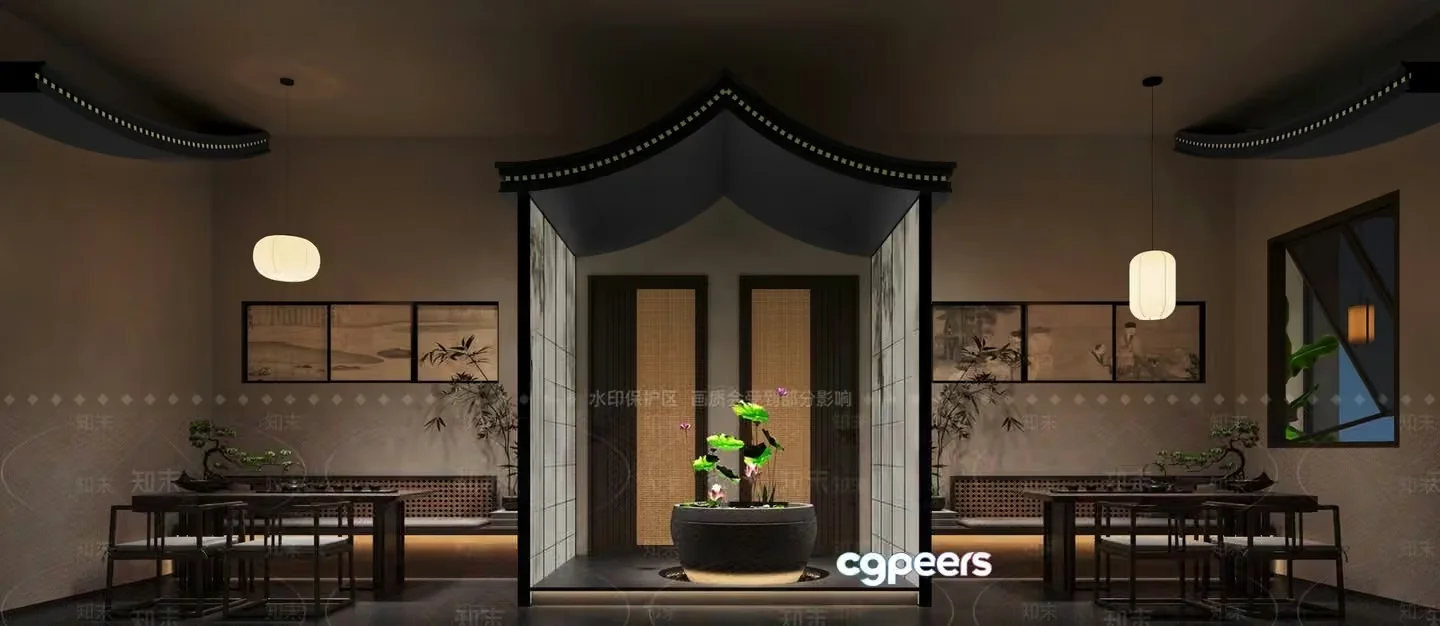 Asian-Style Dining Room 3D Model – 21751 – VRAY Render